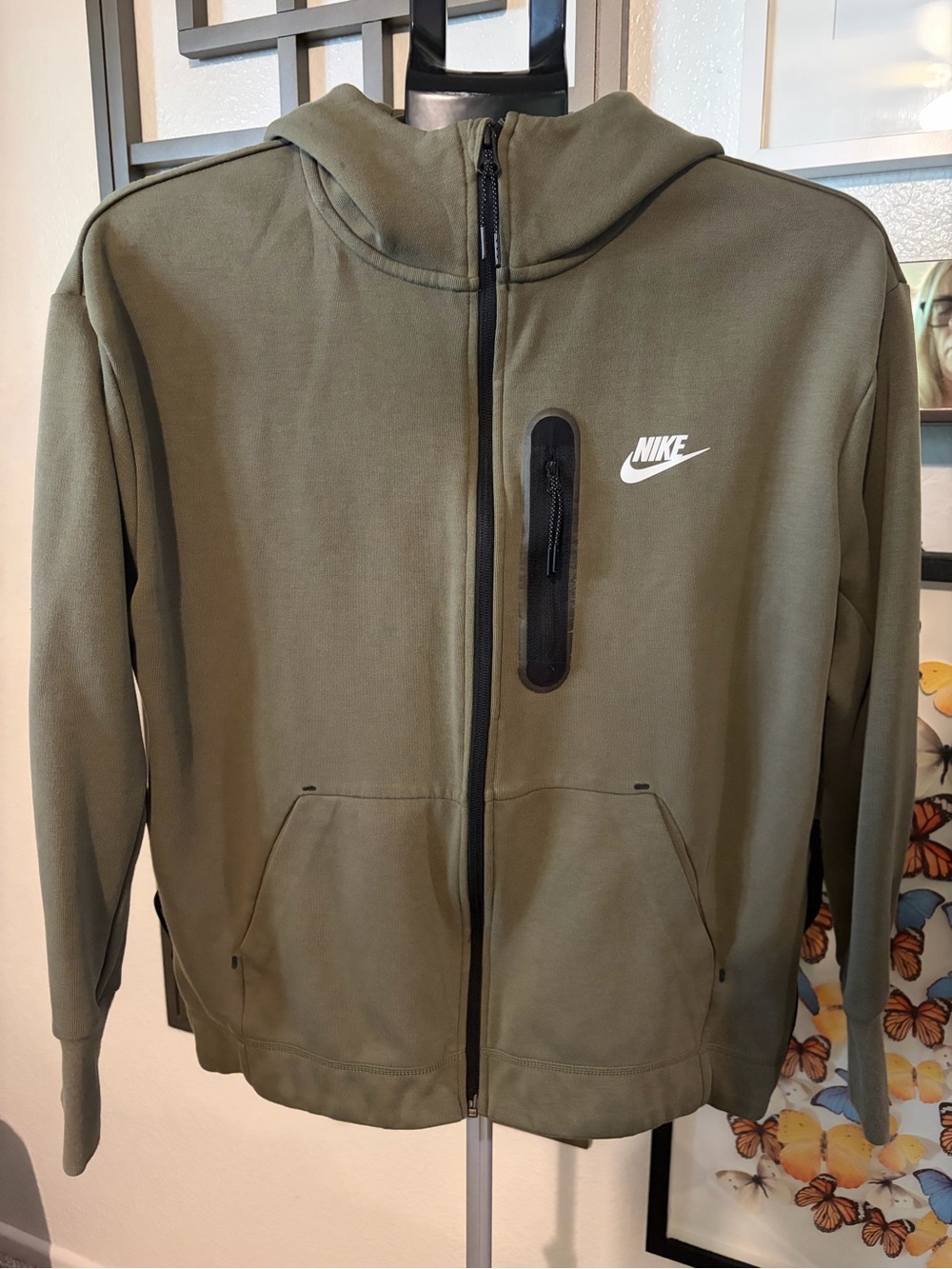 Nike Olive Green Full-Zip Hooded Performance Jacket